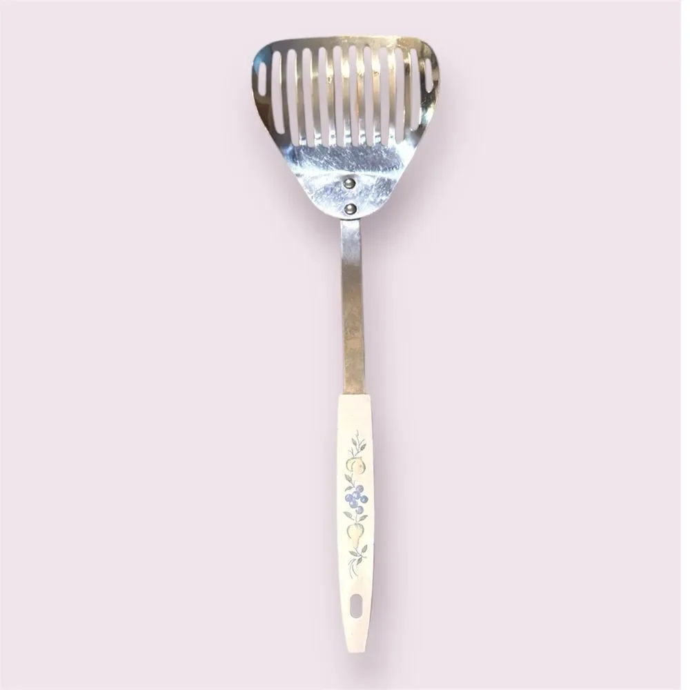 VINTAGE Strainer USA Spatula Stainless Steel With Fruit Pattern Handle
